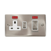 Front view of Click Deco Satin Chrome 45A Cooker Switch with 13A Socket