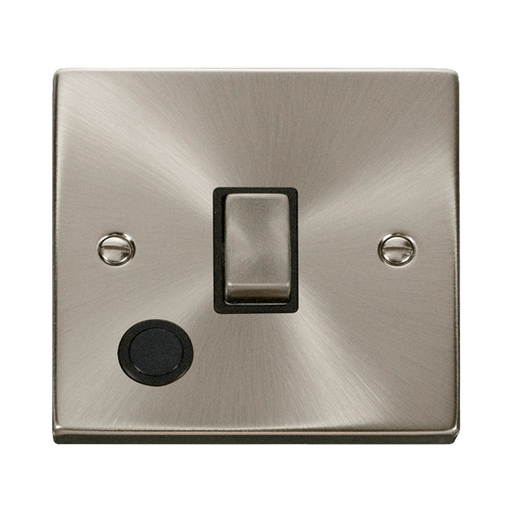 Front view of Click Deco Satin Chrome 20A Double Pole Switch with Flex