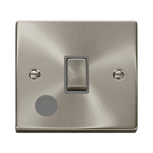 Front view of Click Deco Satin Chrome 20A Double Pole Switch with Flex