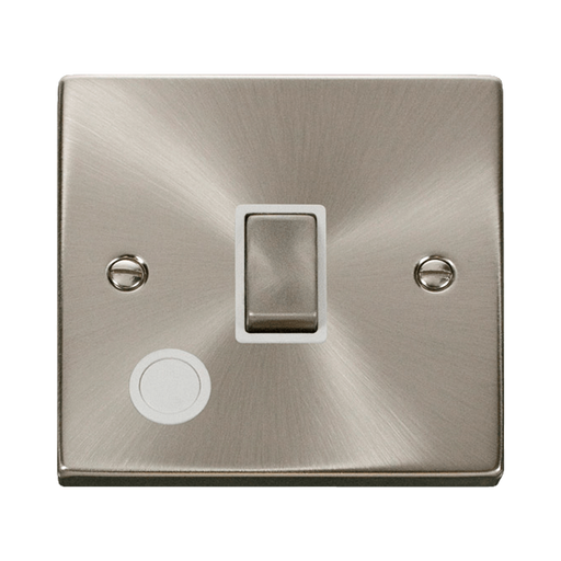 Front view of Click Deco Satin Chrome 20A Double Pole Switch with Flex