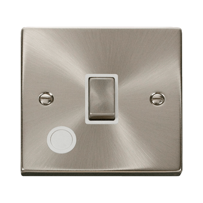 Front view of Click Deco Satin Chrome 20A Double Pole Switch with Flex