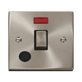Front view of Click Deco Satin Chrome 20A Double Pole Switch with Neon and Flex