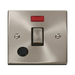 Front view of Click Deco Satin Chrome 20A Double Pole Switch with Neon and Flex