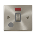 Front view of Click Deco Satin Chrome 20A Double Pole Switch with Neon and Flex