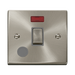 Front view of Click Deco Satin Chrome 20A Double Pole Switch with Neon and Flex