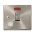 Front view of Click Deco Satin Chrome 20A Double Pole Switch with Neon and Flex