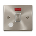 Front view of Click Deco Satin Chrome 20A Double Pole Switch with Neon and Flex