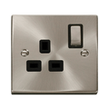 Front view of Click Deco Satin Chrome 13A Single Socket