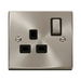 Front view of Click Deco Satin Chrome 13A Single Socket