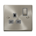 Front view of Click Deco Satin Chrome 13A Single Socket