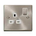 Front view of Click Deco Satin Chrome 13A Single Socket