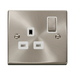 Front view of Click Deco Satin Chrome 13A Single Socket