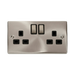 Front view of Click Deco Satin Chrome 13A Double Socket