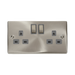 Front view of Click Deco Satin Chrome 13A Double Socket