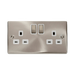Front view of Click Deco Satin Chrome 13A Double Socket