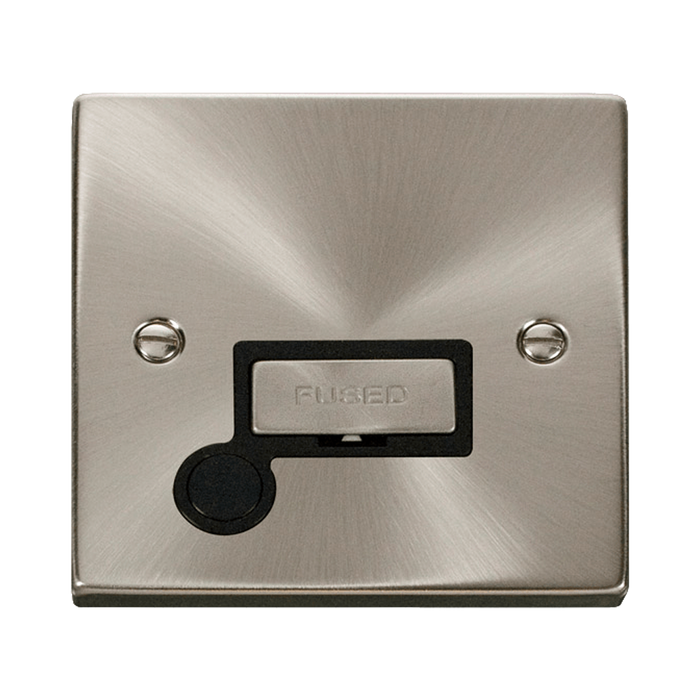 Front view of Click Deco Satin Chrome 13A Unswitched Spur with Flex