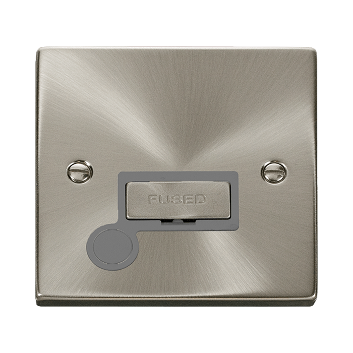 Front view of Click Deco Satin Chrome 13A Unswitched Spur with Flex