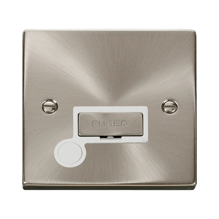 Front view of Click Deco Satin Chrome 13A Unswitched Spur with Flex