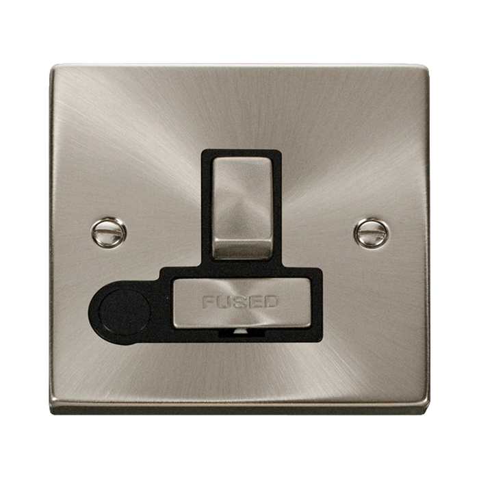 Front view of Click Deco Satin Chrome 13A Switched Spur with Flex
