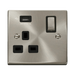 Front view of Click Deco Satin Chrome 13A Single USB Socket