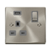 Front view of Click Deco Satin Chrome 13A Single USB Socket