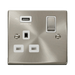 Front view of Click Deco Satin Chrome 13A Single USB Socket