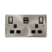 Front view of Click Deco Satin Chrome 13A Double A+C USB Socket