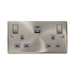 Front view of Click Deco Satin Chrome 13A Double A+C USB Socket