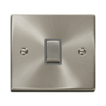 Front view of Click Deco Satin Chrome 20A Double Pole Switch