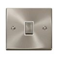 Front view of Click Deco Satin Chrome 20A Double Pole Switch
