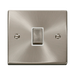 Front view of Click Deco Satin Chrome 20A Double Pole Switch