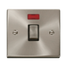 Front view of Click Deco Satin Chrome 20A Double Pole Switch Neon
