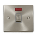 Front view of Click Deco Satin Chrome 20A Double Pole Switch Neon