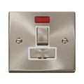 Front view of Click Deco Satin Chrome 13A Switched Spur Neon