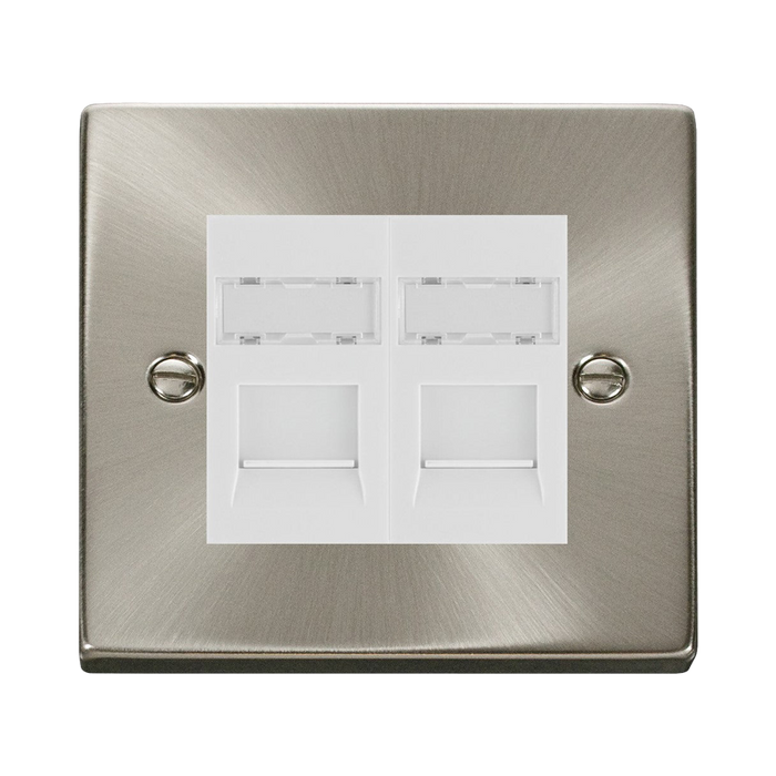 Click Deco Satin Chrome Double Cat5e Data Socket VPSCRJ452WH