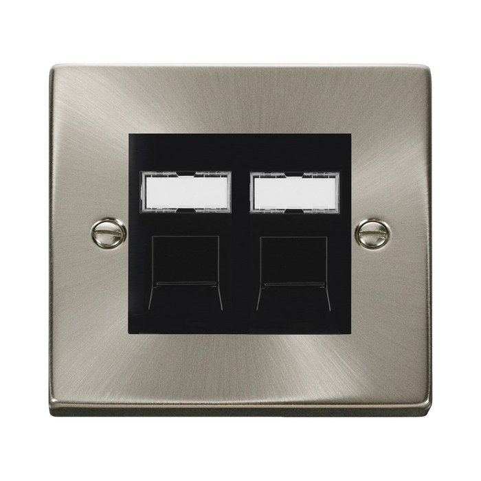 Click Deco Satin Chrome Double Cat6 Data Socket VPSCRJ4562BK