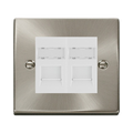 Click Deco Satin Chrome Double Cat6 Data Socket VPSCRJ4562WH