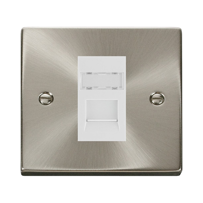 Click Deco Satin Chrome Cat6 Data Socket VPSCRJ456WH