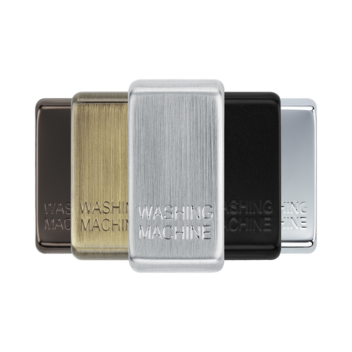 BG Grid Brushed Steel washing machine engraved rocker cap colour range with Brushed Steel at the front
