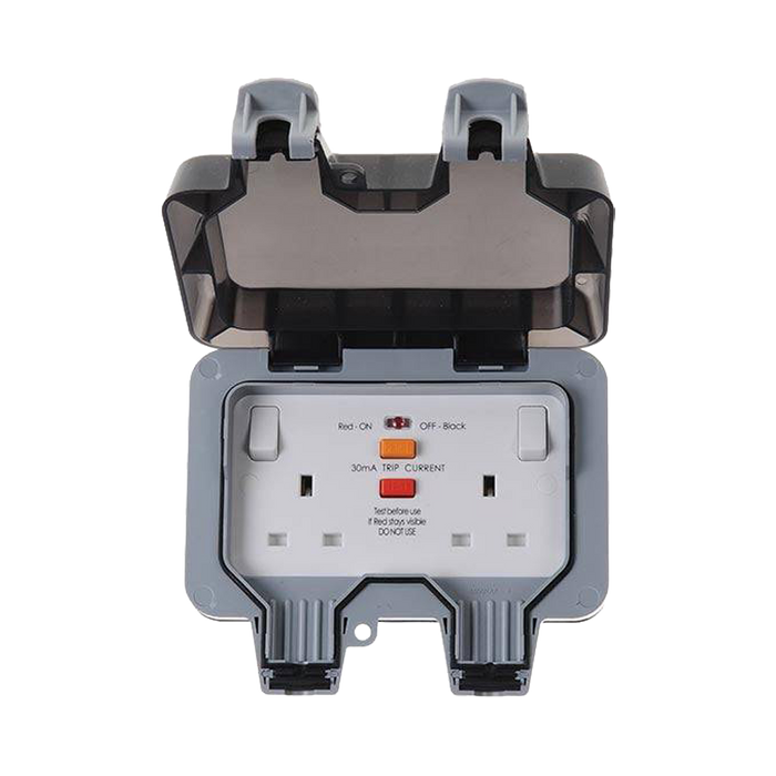 BG Storm Weatherproof Double Socket RCD WP22ARCD Available from RS Electrical Supplies