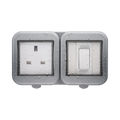 BG Weatherproof Unswitched Socket & 1G Light Switch IP55 WPB21 Available from RS Electrical Supplies