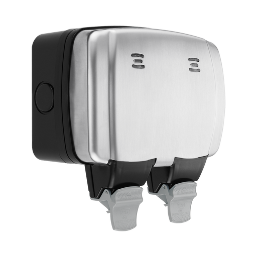 BG Weatherproof Stainless Steel Double Socket WPL22 Available from RS Electrical Supplies