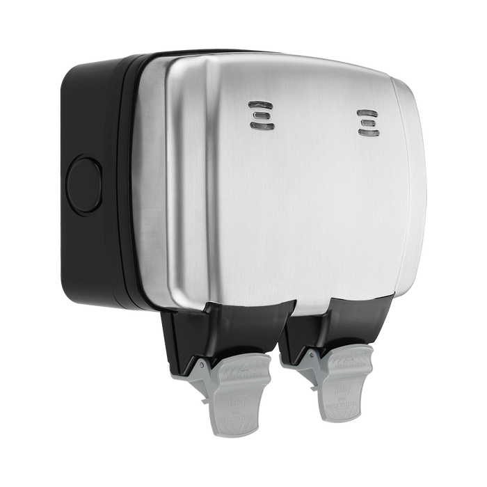 BG Weatherproof Stainless Steel Double Socket WPL22 Available from RS Electrical Supplies