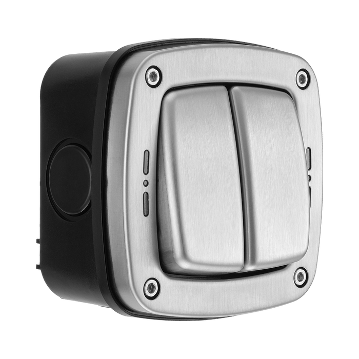 BG Weatherproof Stainless Steel 2G 2W Light Switch WPL42 Available from RS Electrical Supplies