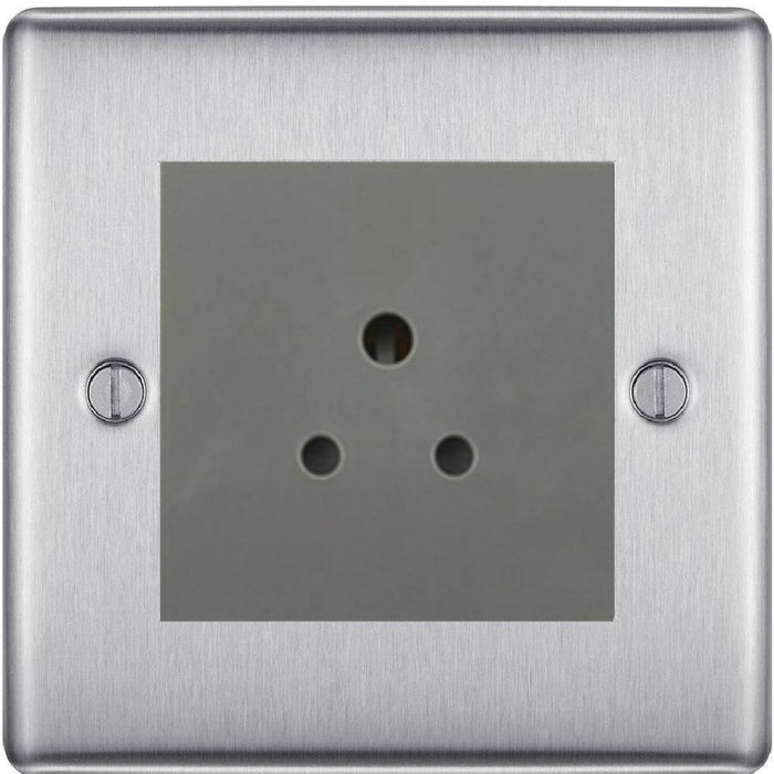 BG Nexus Metal Brushed Steel 5A Unswitched Socket NBS29MG Available from RS Electrical Supplies