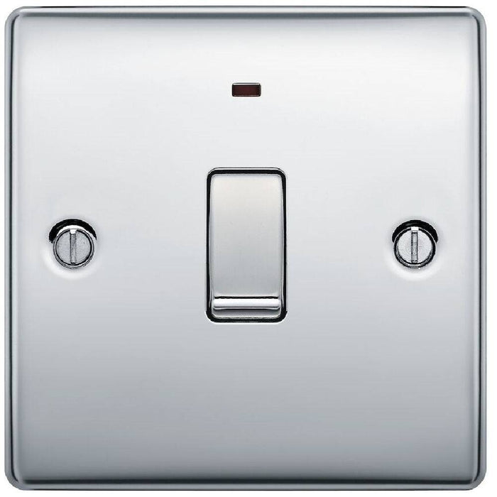 BG Nexus Metal Polished Chrome 20A Double Pole Switch with Neon NPC31 Available from RS Electrical Supplies