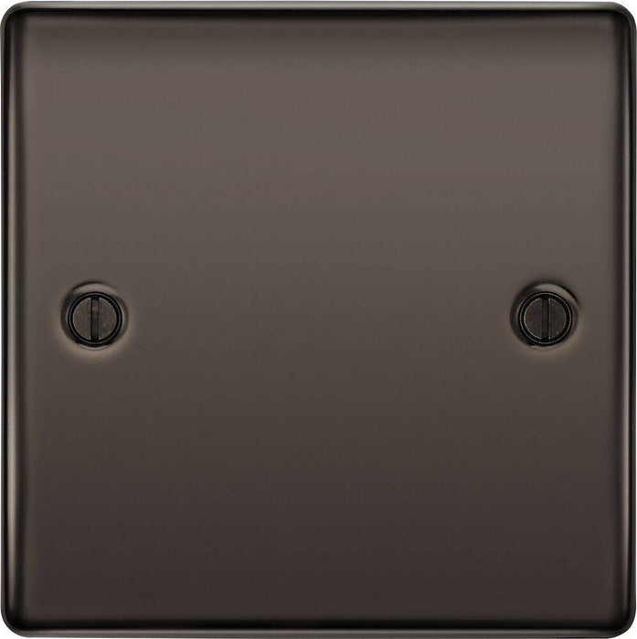BG Nexus Metal Black Nickel Single Blank Plate NBN94 Available from RS Electrical Supplies