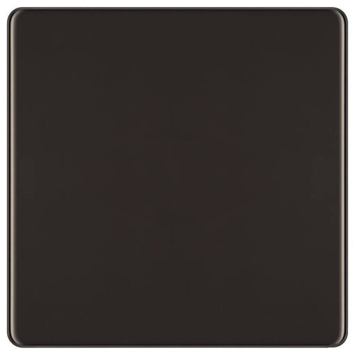 BG Nexus Screwless Black Nickel Single Blank Plate FBN94 Available from RS Electrical Supplies