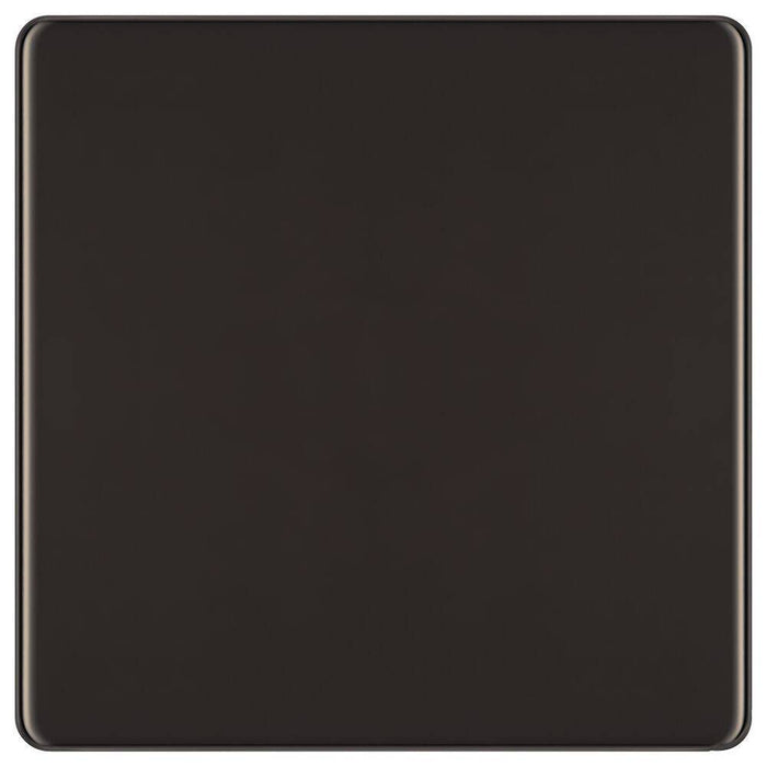 BG Nexus Screwless Black Nickel Single Blank Plate FBN94 Available from RS Electrical Supplies