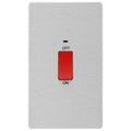 BG Evolve Brushed Steel 45A double pole switch with LED PCDBS72W Available from RS Electrical Supplies